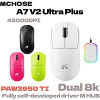 MCHOSE A7 V2 Ultra Plus Lightweight Wireless Gaming Mouse Dual 8000Hz Polling Rate PAW3950 TI Esports Office Mouse for Logitech