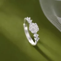 Real Money 925 Sterling Silver Simple Camellia Flower Adjustable Finger Rings For Women 925 Wedding Party Jewelry Gift