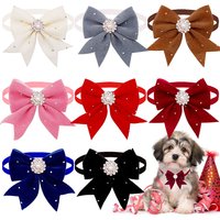 30PCS Dog Bow Handmade Adjustable Necktie Pet Collars with Pearl Drill For Dogs and Cats Cute Pet Grooming Accessories