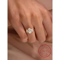 925 Sterling Silver Sparkling Classic Sparkling Triple Oval Zircon Ring For Women Daily Outfits Luxury High Quality Fine Jewelry