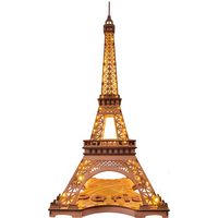 Robotime Rolife Night of the Eiffel Tower 3D Wooden Puzzle for Teens Adult Miniature Views of Famous Buildings Toys Decoration