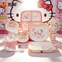 WUHE Hello Kitty Dinnerware Set Dinner Set Plates and Dishes Compartmentalized Plates Hello Kitty Cup Suitable for Party Reuse