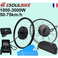 ESOULBIKE Zestaw do Konwersji Roweru Elektrycznego 48V 1500W 1000W, Silnik w Tylnej Ose 72V 3000W 52V 2000W z Baterią 20Ah 30Ah 35Ah