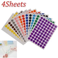 4Sheets Round Spot Circles Sealing Stikers Assorted Colors Colored Sticker Dots Coding Circle Dot Labels Diameter 10mm