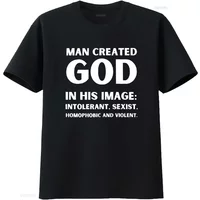 Man Created God AtheisT T Shirt Anti Religion Atheism Science Funny Liberal Clothing vintage Washed Stretched Comfortable