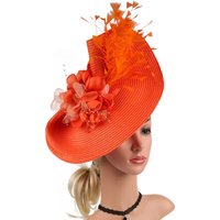 2025 Elegant Tea Party Fascinator Kentucky Hat Women’s Fascinator Derby Straw Feather Pillbox Hat for Cocktail Wedding