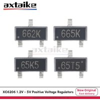 50PCS XC6206 1.2V 1.5V 1.8V 2.5V 2.8V 3V 3.3V 3.6V 5V SOT23 662K 665K 65Z5 XC6206P152 182 252 332 MR Positive Voltage Regulators