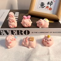 6pcs Cute Pig Car Dashboard Decor Pink Pigscar Dash Decorations Home Car Door Rear View Mirror Ornament Interior Accessories