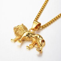 Punk Leo Africa Lion Pendant Male Gold Color Stainless Steel King Animal Necklace for Men Ethiopian Fashion Jewelry Gift 2025