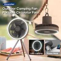 10000 mAh 4000 mAh Camping-Ventilator, wiederaufladbar, tragbarer Desktop-Zirkulator, kabelloser elektrischer Deckenventilator mit Powerbank-LED-Beleu