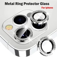 2/3Pcs Glitter Diamond Rhinestone Metal Ring Camera Lens Protector For iPhone 17 Pro Max 16 13 12 11 14 15 Pro Max Plus Mini