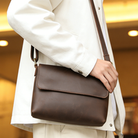 2026 Hot Selling Genuine Leather Cover-Flap Bag, Unisex Shoulder & Crossbody Bag for Commute, Versatile & Stylish