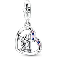 New 925 Sterling Silver Parent Child Embrace Love Charms Bead Fit Original Bracelet DIY Mother's Day Jewelry Gift