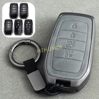 Metal Leather Car Key Fob Case Cover Keychain For Toyota Corolla Cross Prius Yaris Mirai Hilux Venza Sienna Tundra Highlander