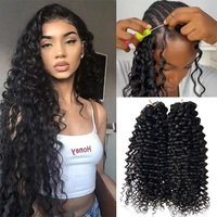 Crochet Human Hair Water Wave Lightweight Knotless Feather Extension Pre Separated Jerry Curly Handmade Bundles FullInvisiable