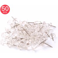 50pcs Push Pins Transparent Plastic Head with Metal Point Thumb Tacks Marking Pins Wall Tacks Map Pins for Bulletin Office