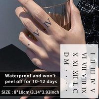 1Pc Roman Numerals Waterproof Temporary Tattoo Stickers, Long-lasting Waterproof for One to Two Weeks, For Finger, Arm, Neck.