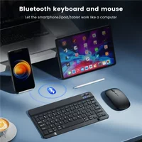Mini Bluetooth Wireless Keyboard and Mouse Set 10 Inch Rechargeable English Keypad Mice for Tablet iPad Pro 12.9 Air 4 S6 Lite