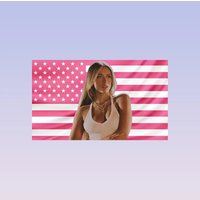 Flag Tapestry t-Tate Mcrae Pink American Flag Tapestry - Pop Music Star Wall Decor - Aesthetic Dorm Room Banner Gift for Fans