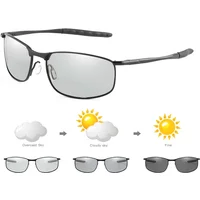 Photochromic Men Polarized Sunglasses Male Metal Square Glasses Driving Sun Glasses UV400 Outdoor Sports Cycling Goggles
