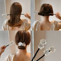 Shell Flower Magic Bun Maker Flower Bud Head Bun Maker Bow Pearl Hair Pin Lazy Hair Dish Artifact Women Hair Styling Braiders
