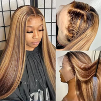 40 Inch Highlight Ombre Wig Straight Human Hair Wigs 220 Density Colored Blonde 46 40 Inch P4/27 Highlight 13x6 Hd Lace Frontal Wig Pre Plucked Blonde Straight Human Hair Wigs image 4