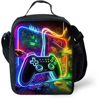 GamePad Shoulder Strap Lunch Bag for Boy and Girls Best Gifts 2D Flat Cartoon School Bento Outdoor Picnic Bag for Children