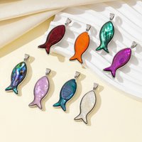 42x15mm Exquisite Small Fish-Shaped Colored Natural Shell Pendant Charms for Jewelry Making DIY Necklaces Earrings Accessories