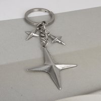 Y2K Star Key Rings Stainless Steel Sparkle Stars Four-point Star Cross Keychains Wallet Bag Backpack Charms Accessory Women Gift