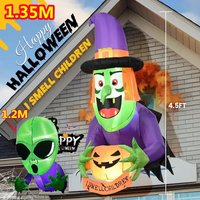 Halloween Inflatable Wall climbing witch Green Headed GhostModel Built-in LED Model Outdoor Ornament Party Garden Decor Prop