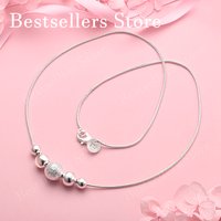 925 Sterling Silver Exquisite Glossy Glossy Ball Necklace for Women Fashion Party Favor Wedding Jewelry