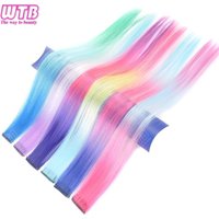Synthetic Colored Clip in Hair Extensions Straight Hairpiece Multi-Colors Party Highlights Clip in Synthetic for Women Girls