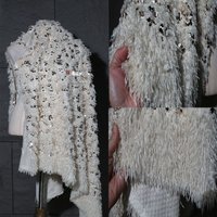 Apricot Sequin Feather Tassel Fabric, Luxury Texture For Coat, Dress, Fashion, Cheongsam, Designer DIY Apparel Material