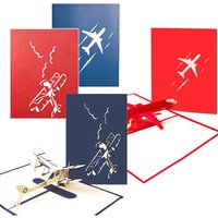 3D Pop UP Card Airplane Miniatures Postcard Birthday Greeting Invitation Card Gifts School Teaching Incentive Supplies TMZ