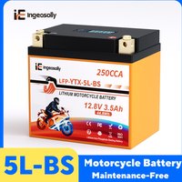 Ingeosolly 5L-BS 12V 3,5Ah LiFePO4 Motorradbatterie CCA 250A Eingebautes BMS Spannungsanzeige Lithium-Motorrad-Starterbatterie für ATV Roller Motorrad Yamaha Honda Suzuki