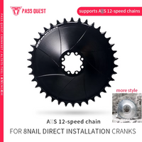 PASS QUEST 3mm Offset 8-Bolt AERO Chainring 28T-42T Closed Chainwheel for SRAM 8-Bolt FORAXS 12 Speed Sprocket