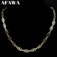 Rock Punk Coffee Bean Link Chain Necklace for Women Men Gold Silver Color Pig Nose Hip Hop Trendy Clavicle Chains Jewelry Gift