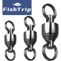 FishTrip Ball Bearing Swivel with Split Ring Fishing Swivel Black for Saltwater Freshwater Stainless Steel Fishing Tackle