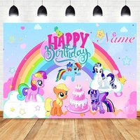 Custom Name My Little Pony Backdrops Children Birthday Party Decorations Photography Background Girls Gifts Banner Booth Props