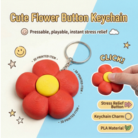 Flower Button Fidget Keychain, Stress Relief ASMR Toy,1 Pack 6cm 3D Printed PLA
