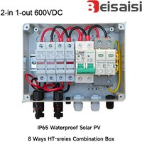 Beisaisi 2 in 1 out DC600V Solar photovoltaic PV Combiner Box Lightning Protection 32A Fuse MCB SPD Waterproof IP65 Distribution
