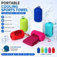 Portable Cooling Towel with Silicone Case Instant Cool Quick Dry Sports Ice Towel for Gym Running Travel Yoga