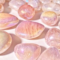 5PCS 10-50mm High Quality Aura Rose Quartz Natural Tumbled Crystal Stones Natural Crystals Chip Quartz Minerals,Gemstones