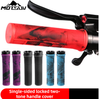 MOTSUV Bicycle Handle Bar Grips Double Color Aluminum Alloy Single-Sided Locking Handlebar Cover Rubber Non-slip Cycling Parts
