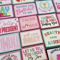 Pink Letters Embroidered Patches For Clothes DIY Iron On Patches For Clothing Cartoon Slogan Word Patch On Clothes Badge