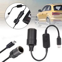 5V To 12V Type-C/USB Cigarette Lighter Socket Male to Female Cigarette Lighter Adapter 35cm Converter Car Interior Accessories