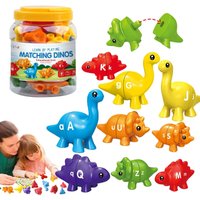Dino Literacy Lab - 26-Piece Bilingual Alphabet Matching Set with Textured Dinosaur & Letters | STEM Early Education Toy for Age