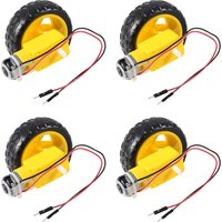 4 PCs DC Electric Motor DC 3-6V Dual Shaft Geared TT Magnetic Gearbox Engine with 65mm Plastic Car Tire Wheel Smart RC Car Robot