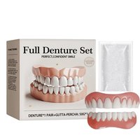 Moldable False Teeth Silicone Dentures Men and Veneers Teeth for Women Upper and Lower Matching Set