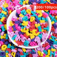 200/100pcs 10mm Random letters mix color,polymer clay beads,For DIY Jewelry Making Bracelet Keychain Accessories